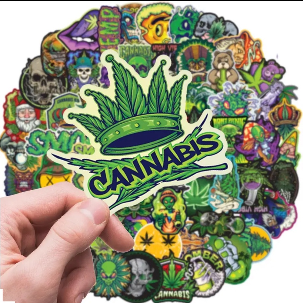100 pcs Cannabis Themed Sticker Pack